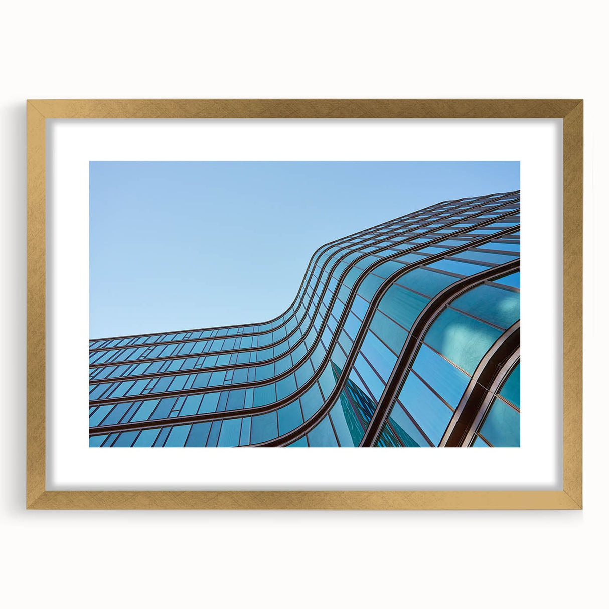 Urban skyline canvas prints – Sleek curved glass building photo