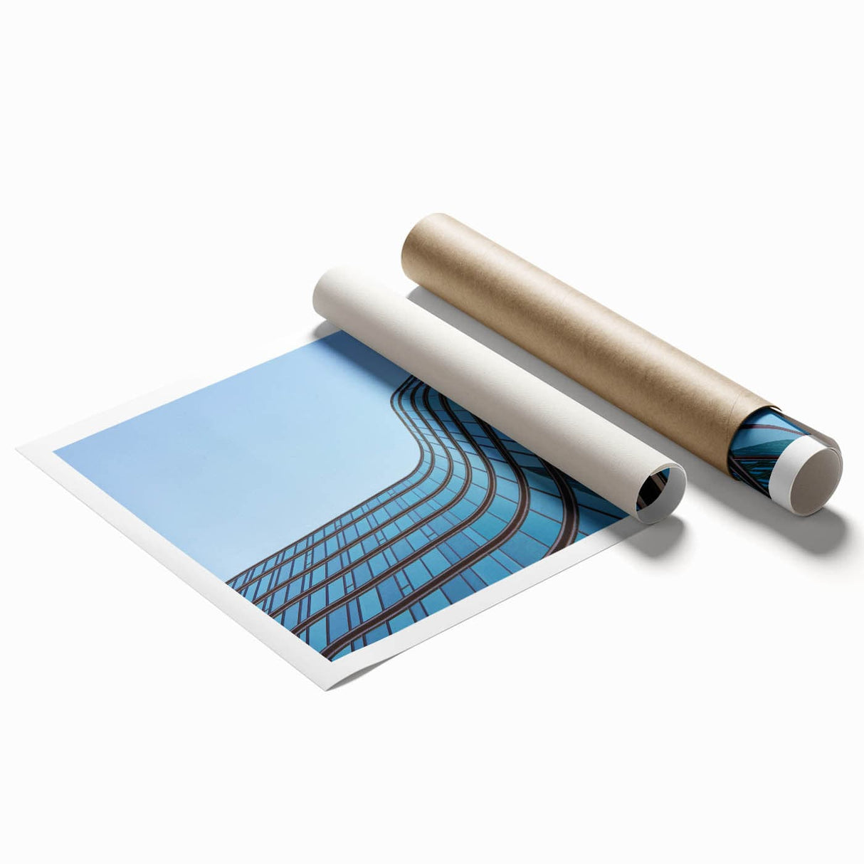 Urban skyline canvas prints – Sleek curved glass building photo