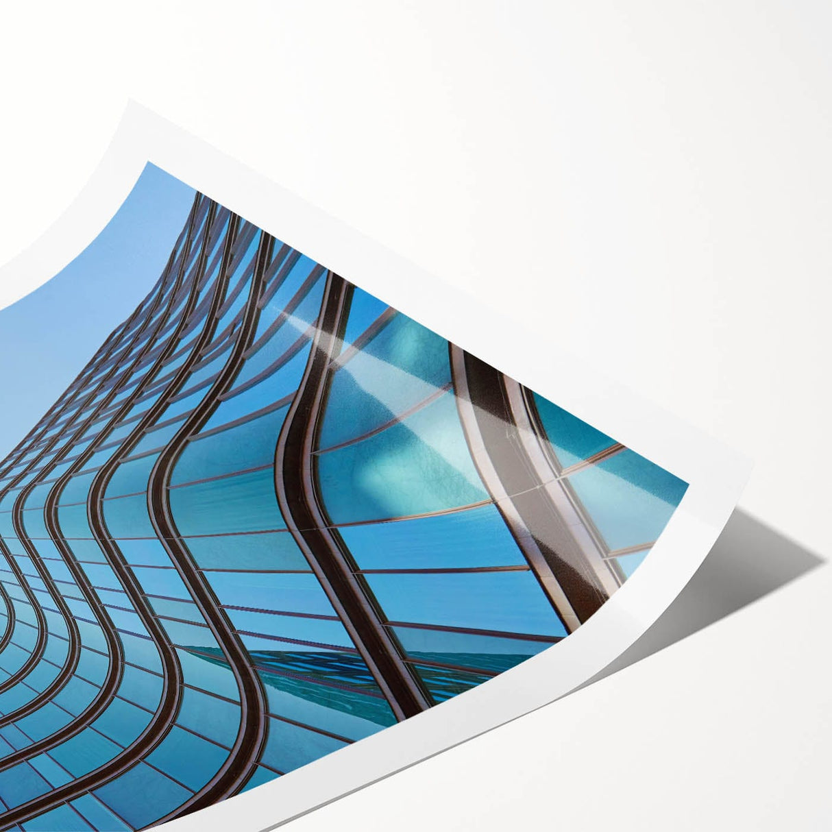 Urban skyline canvas prints – Sleek curved glass building photo