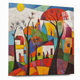 Colorful Abstract Architectural Wall Art – Geometric Cityscape Print