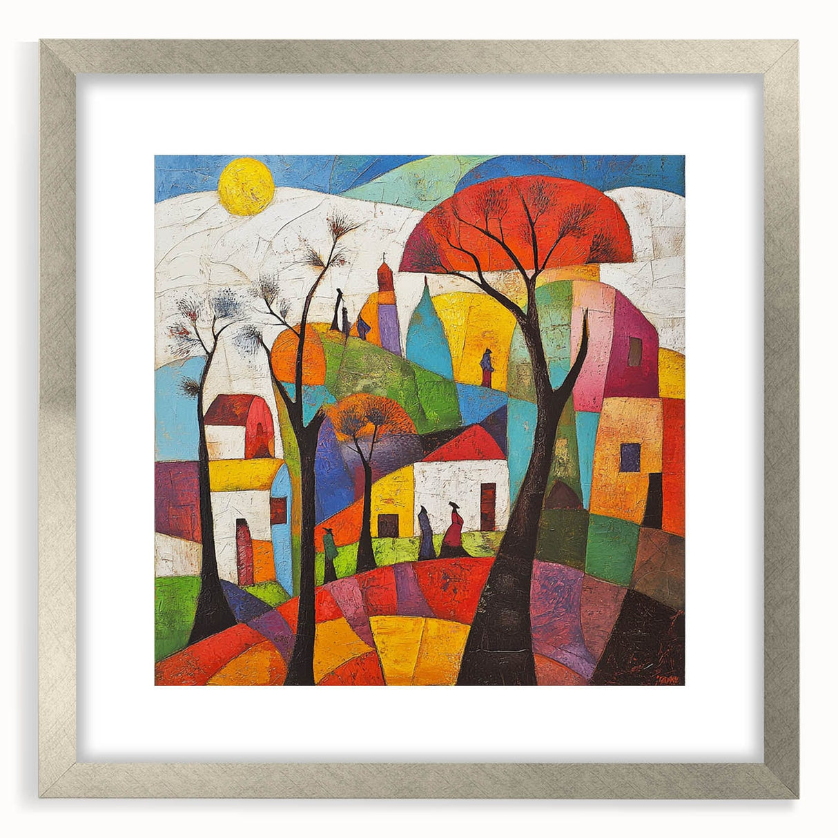 Colorful Abstract Architectural Wall Art – Geometric Cityscape Print