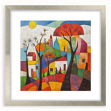 Colorful Abstract Architectural Wall Art – Geometric Cityscape Print