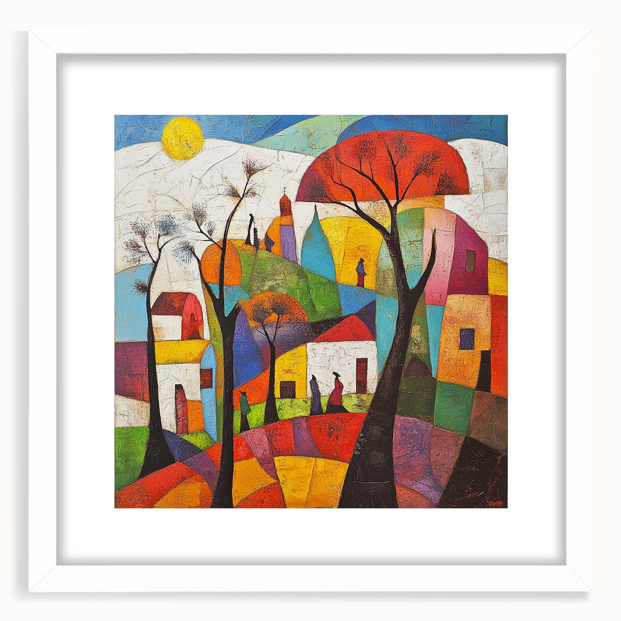 Colorful Abstract Architectural Wall Art – Geometric Cityscape Print