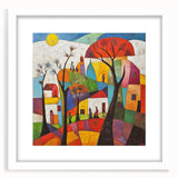 Colorful Abstract Architectural Wall Art – Geometric Cityscape Print