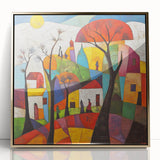 Colorful Abstract Architectural Wall Art – Geometric Cityscape Print