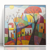 Colorful Abstract Architectural Wall Art – Geometric Cityscape Print