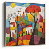 Colorful Abstract Architectural Wall Art – Geometric Cityscape Print