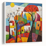 Colorful Abstract Architectural Wall Art – Geometric Cityscape Print