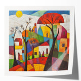 Colorful Abstract Architectural Wall Art – Geometric Cityscape Print