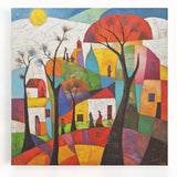 Colorful Abstract Architectural Wall Art – Geometric Cityscape Print