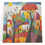 Colorful Abstract Architectural Wall Art – Geometric Cityscape Print