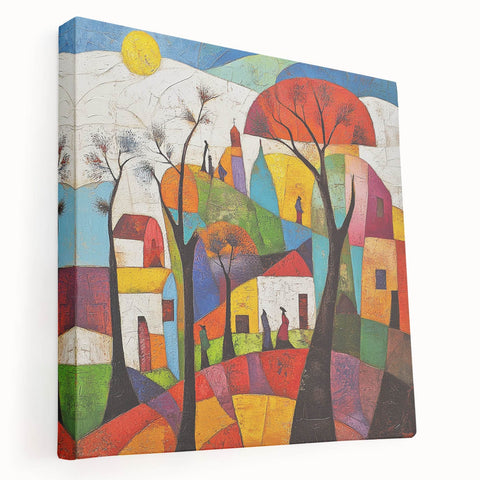 Colorful Abstract Architectural Wall Art – Geometric Cityscape Print