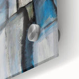 Abstract Wall Art – Moody Geometric Painting in Blue and Earthy Tones