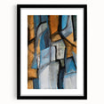 Abstract Wall Art – Moody Geometric Painting in Blue and Earthy Tones