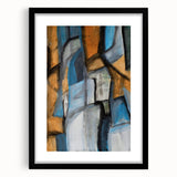 Abstract Wall Art – Moody Geometric Painting in Blue and Earthy Tones