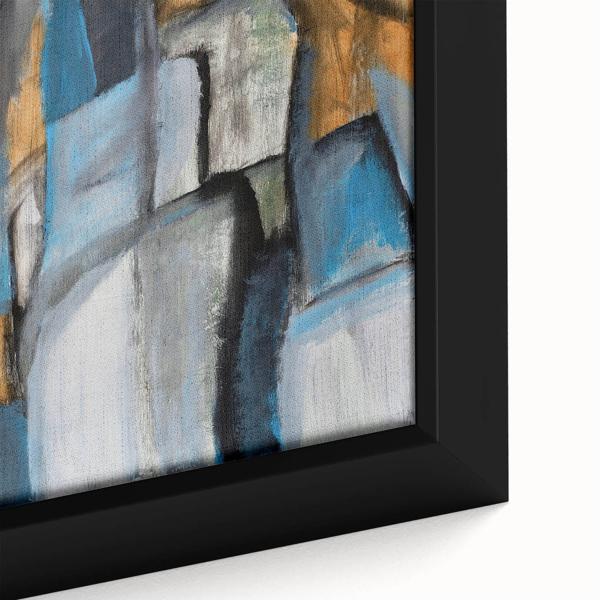 Abstract Wall Art – Moody Geometric Painting in Blue and Earthy Tones