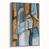 Abstract Wall Art – Moody Geometric Painting in Blue and Earthy Tones