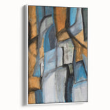 Abstract Wall Art – Moody Geometric Painting in Blue and Earthy Tones