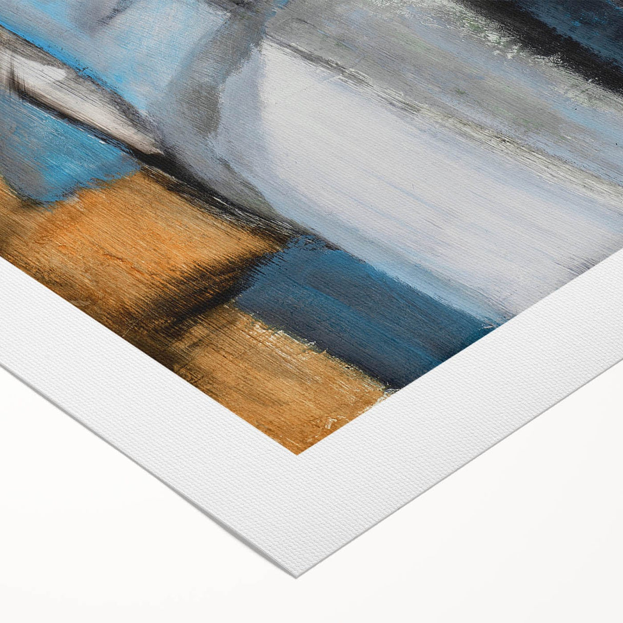 Abstract Wall Art – Moody Geometric Painting in Blue and Earthy Tones