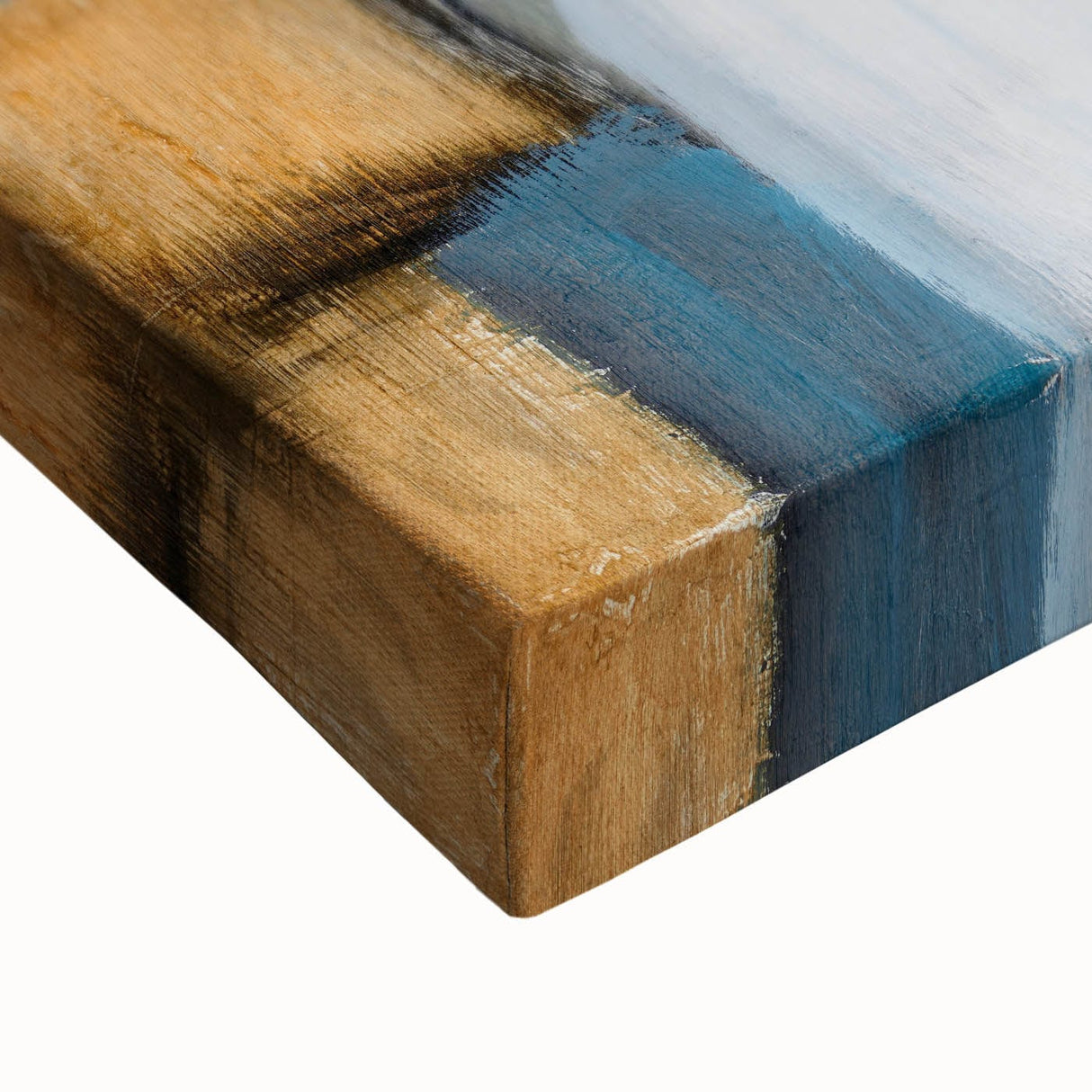 Abstract Wall Art – Moody Geometric Painting in Blue and Earthy Tones