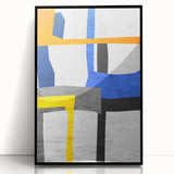 Contemporary Abstract Art – Bold Geometric Canvas in Blue & Yellow