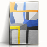 Contemporary Abstract Art – Bold Geometric Canvas in Blue & Yellow