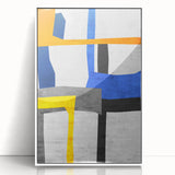 Contemporary Abstract Art – Bold Geometric Canvas in Blue & Yellow