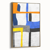 Contemporary Abstract Art – Bold Geometric Canvas in Blue & Yellow