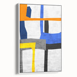 Contemporary Abstract Art – Bold Geometric Canvas in Blue & Yellow