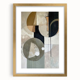 Abstract Geometric Framed Art – Modern Minimalist Black & Beige Print
