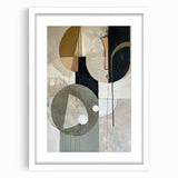 Abstract Geometric Framed Art – Modern Minimalist Black & Beige Print