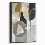 Abstract Geometric Framed Art – Modern Minimalist Black & Beige Print