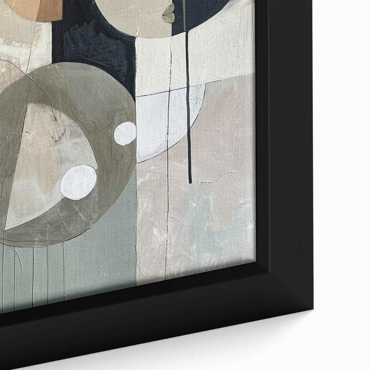 Abstract Geometric Framed Art – Modern Minimalist Black & Beige Print