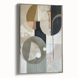 Abstract Geometric Framed Art – Modern Minimalist Black & Beige Print