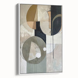 Abstract Geometric Framed Art – Modern Minimalist Black & Beige Print