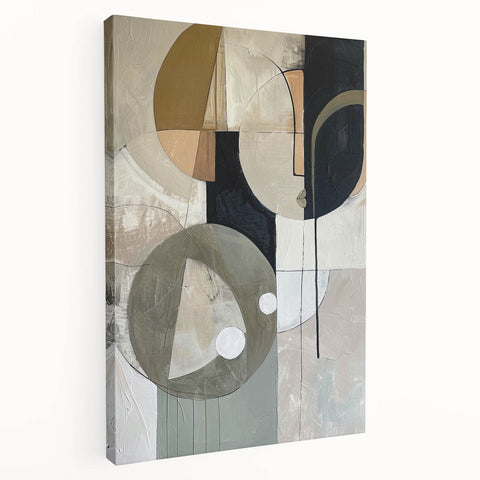 Abstract Geometric Framed Art – Modern Minimalist Black & Beige Print