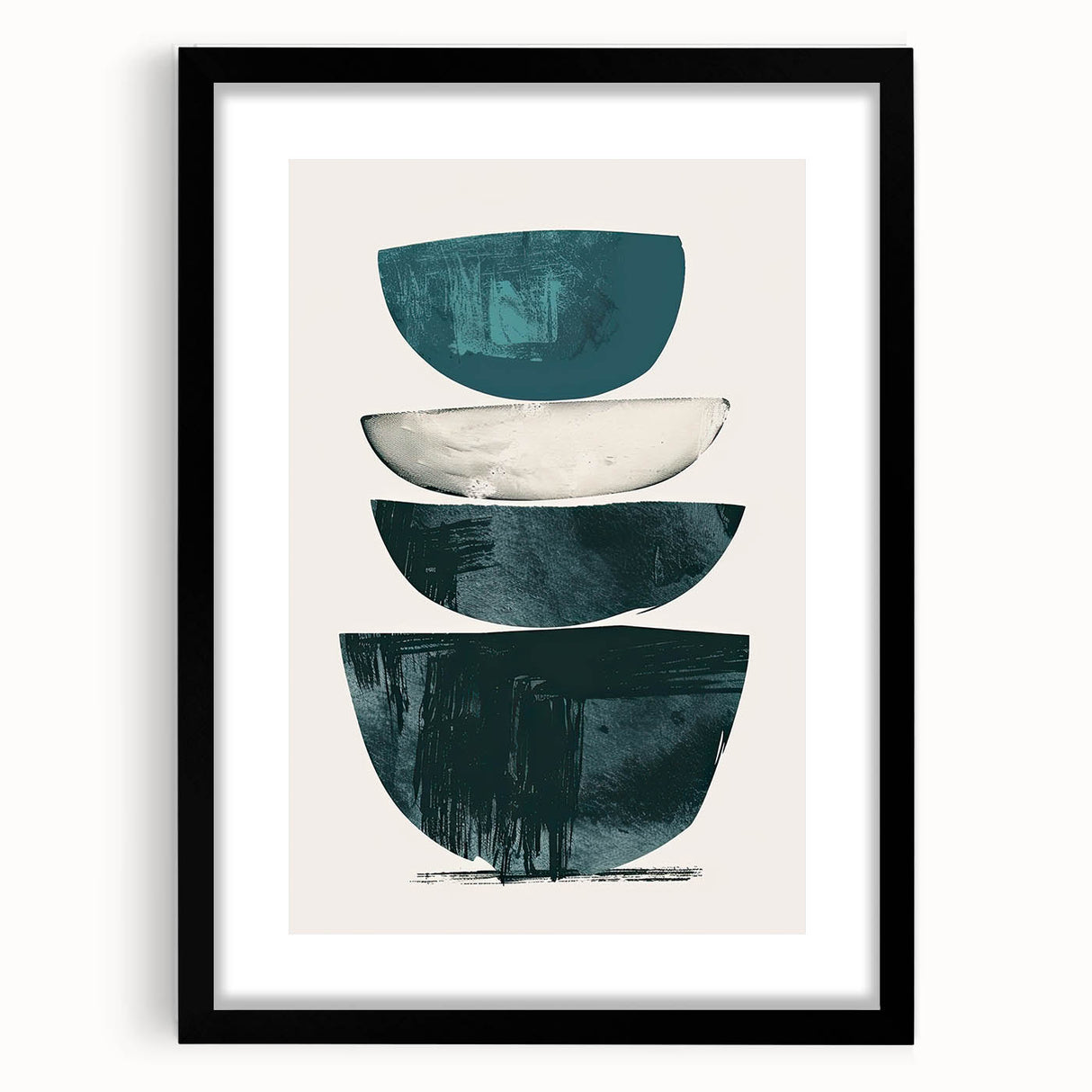 Modern Geometric Wall Decor – Minimalist Abstract Teal & Black Print