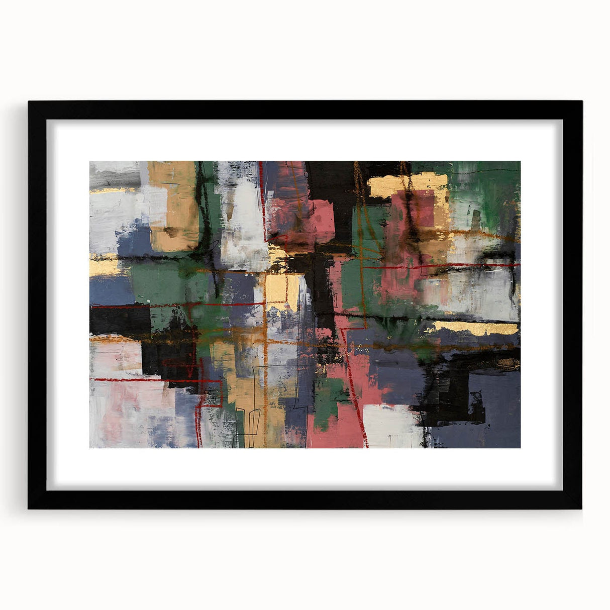 Moody Modern Wall Art – Textured Abstract Painting in Green & Gold