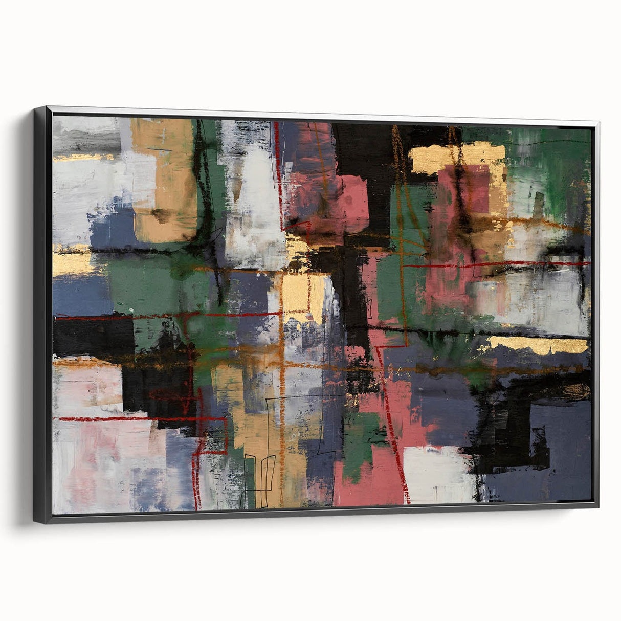 Moody Modern Wall Art – Textured Abstract Painting in Green & Gold