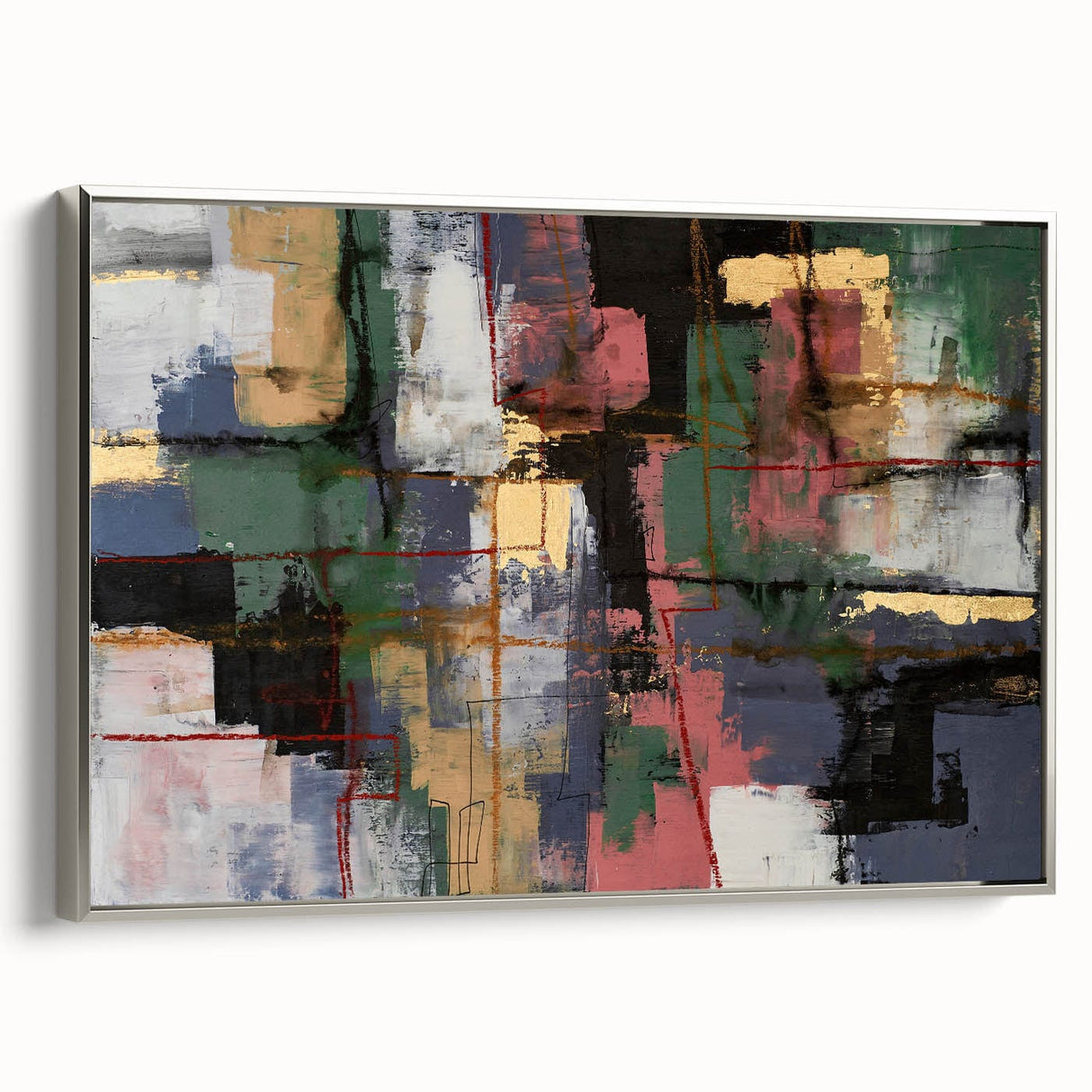 Moody Modern Wall Art – Textured Abstract Painting in Green & Gold