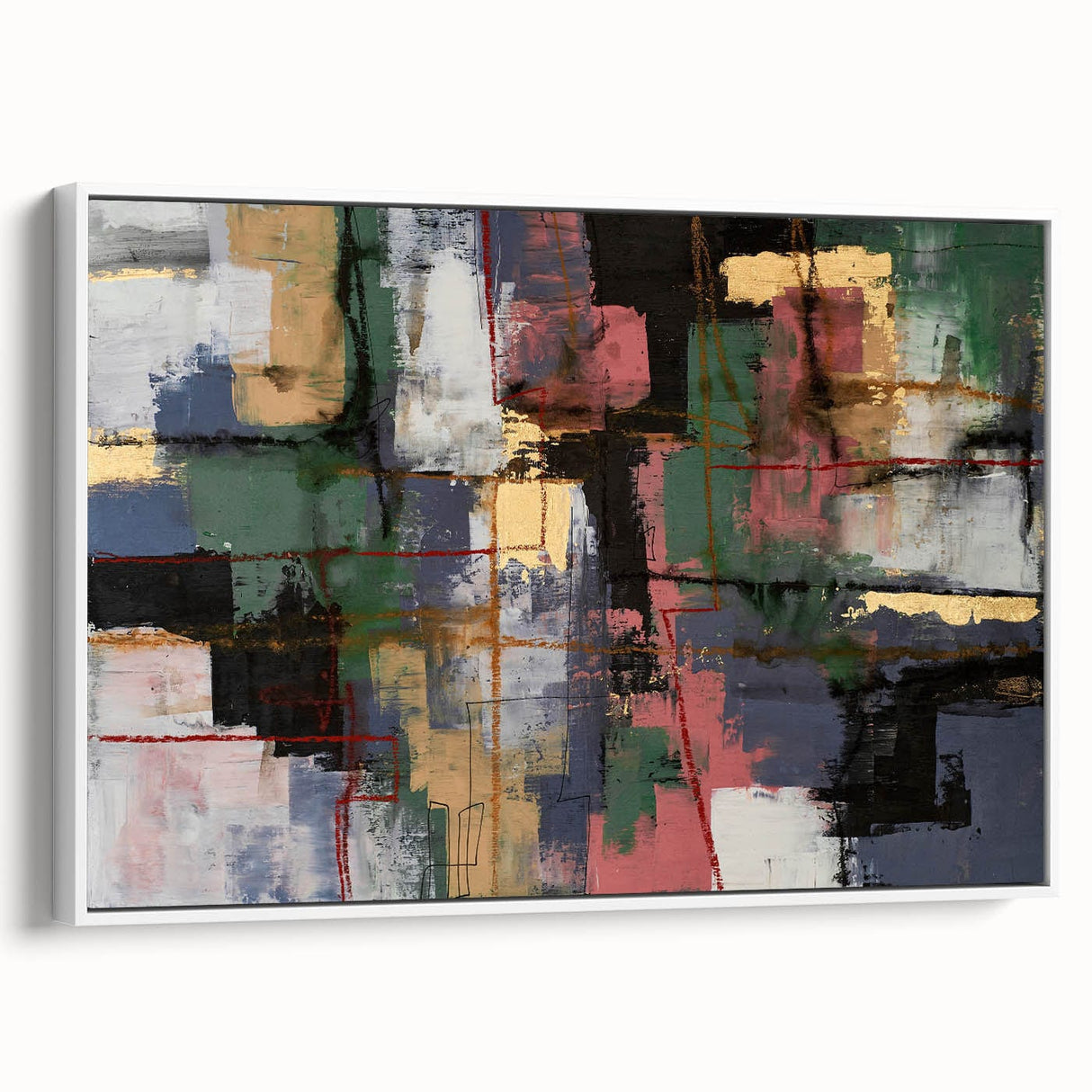 Moody Modern Wall Art – Textured Abstract Painting in Green & Gold