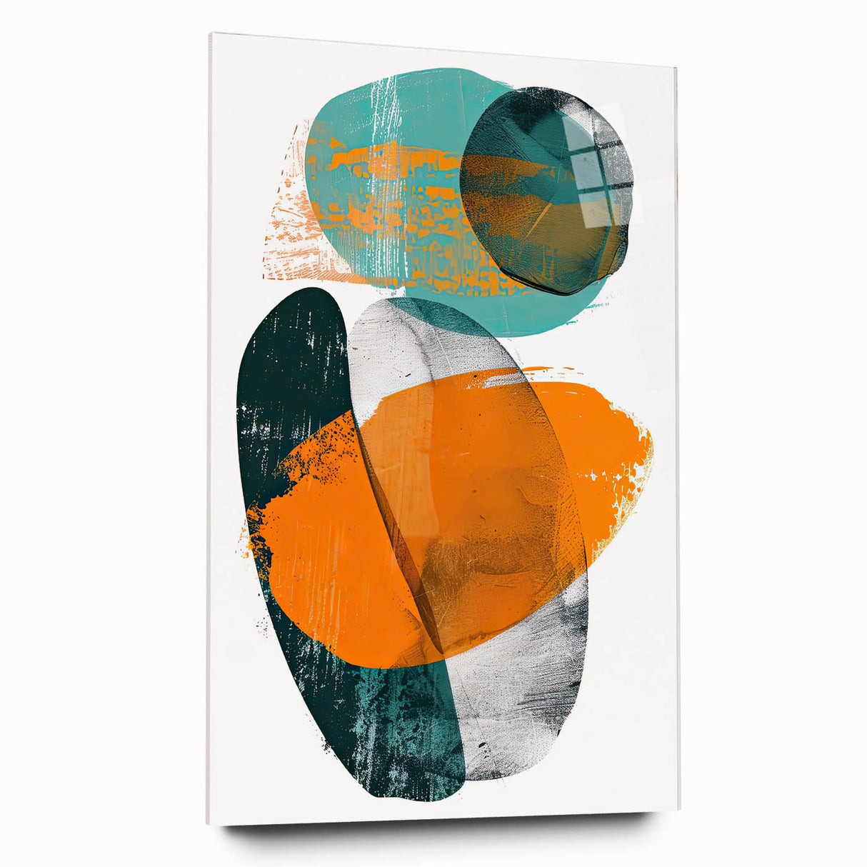 Geometric Minimalist Abstract Wall Art – Orange & Teal Modern Print