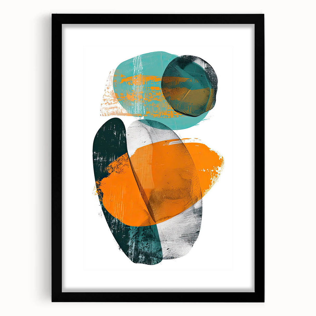Geometric Minimalist Abstract Wall Art – Orange & Teal Modern Print