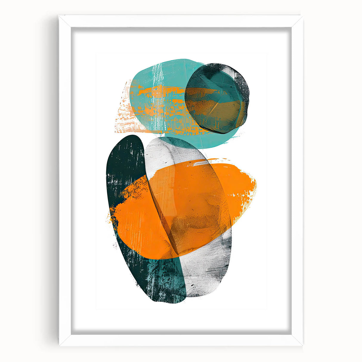 Geometric Minimalist Abstract Wall Art – Orange & Teal Modern Print