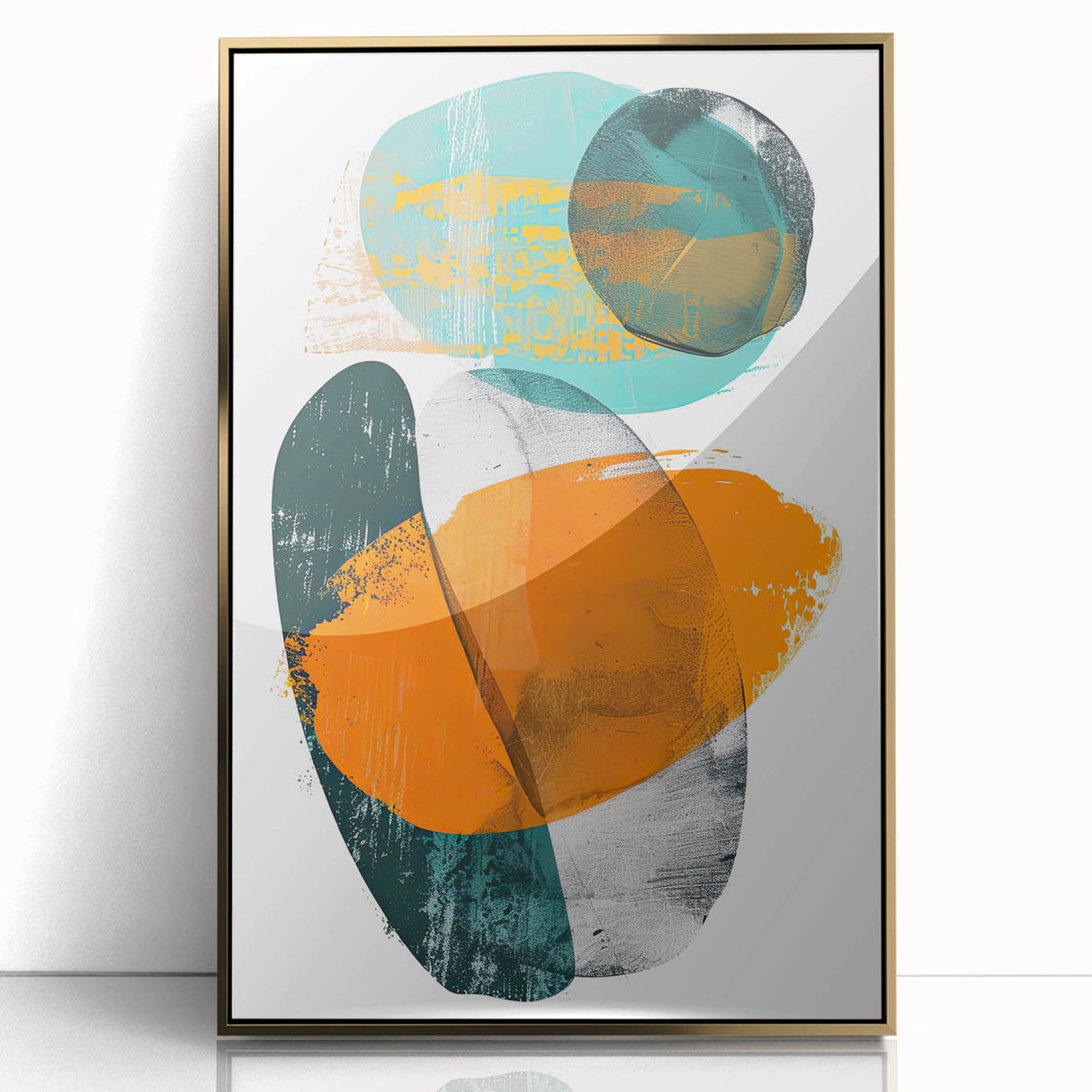 Geometric Minimalist Abstract Wall Art – Orange & Teal Modern Print