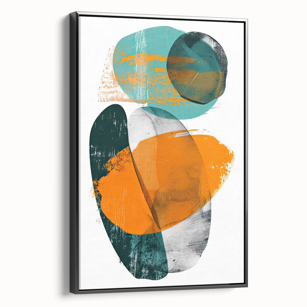 Geometric Minimalist Abstract Wall Art – Orange & Teal Modern Print
