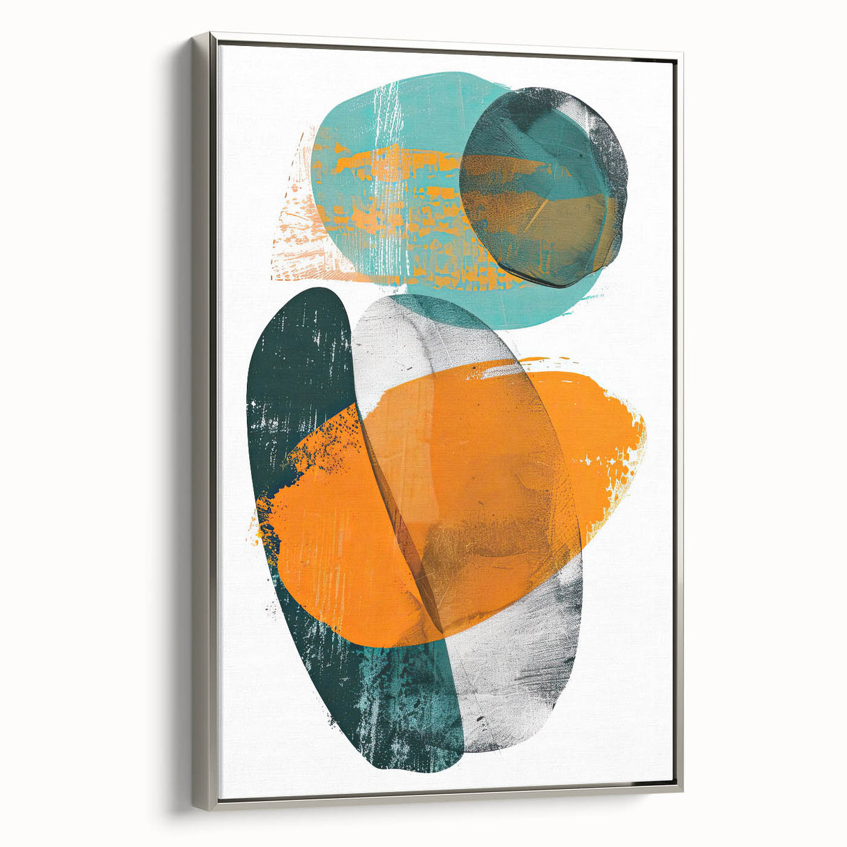 Geometric Minimalist Abstract Wall Art – Orange & Teal Modern Print