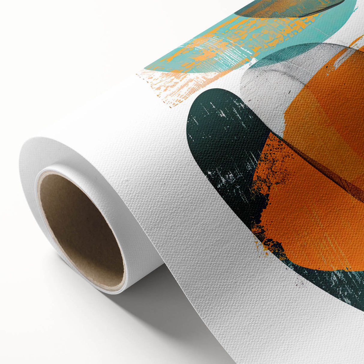 Geometric Minimalist Abstract Wall Art – Orange & Teal Modern Print