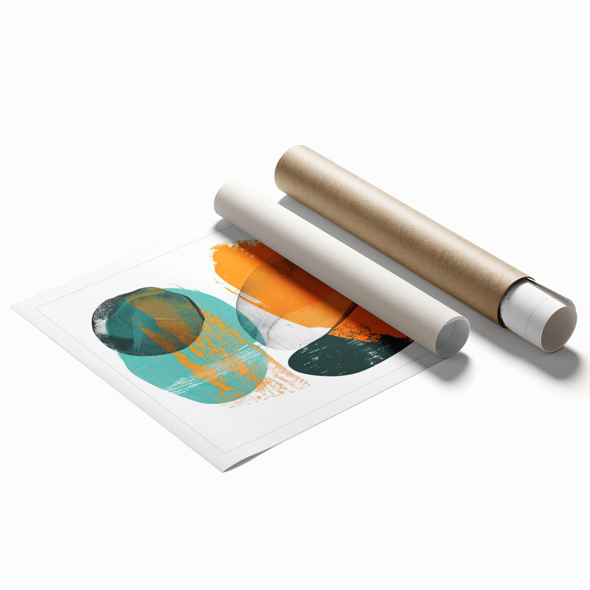 Geometric Minimalist Abstract Wall Art – Orange & Teal Modern Print