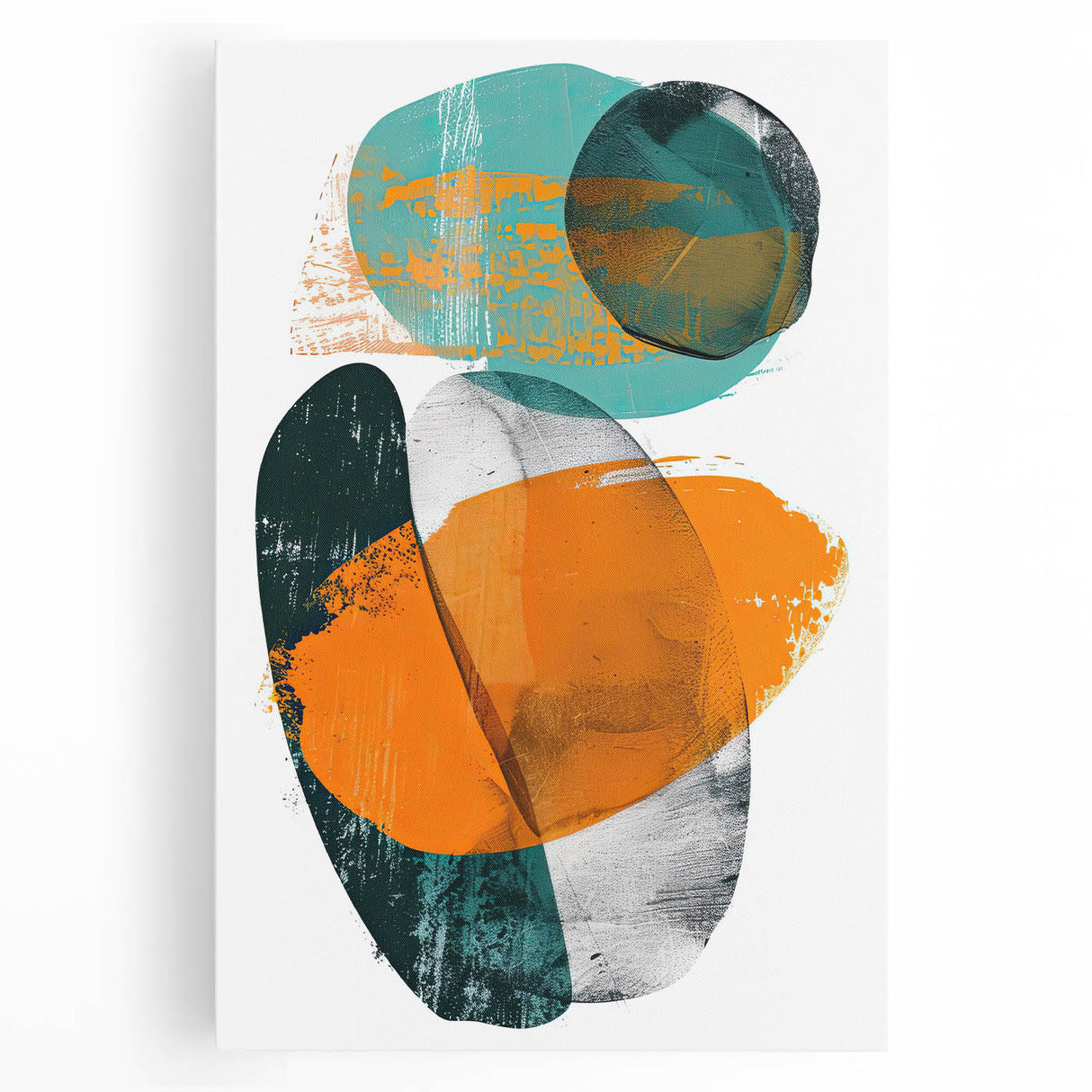 Geometric Minimalist Abstract Wall Art – Orange & Teal Modern Print